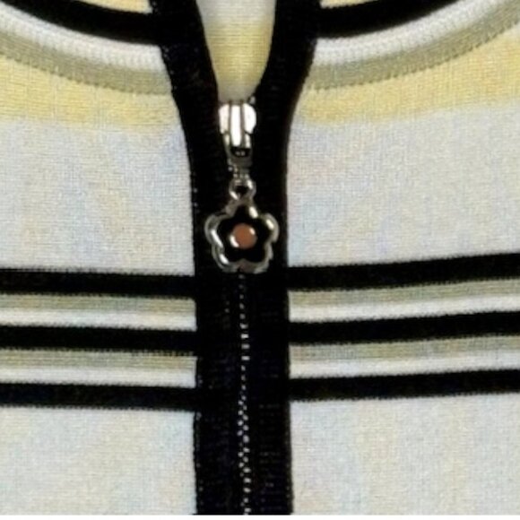 Exclusively Misook Zip Front Knit Cardigan - Black/White/Gray/Yellow - XL - Picture 7 of 8